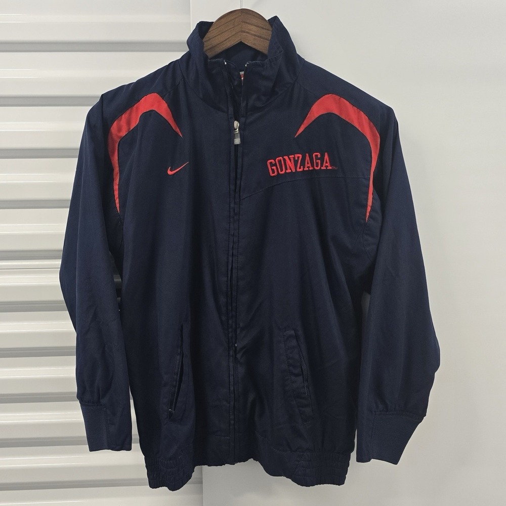 Nike Team Gonzaga Bulldogs Full Zip Jacket Men's M Navy Red Windbreaker NCAA